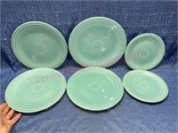 (6) Fiesta plates - various sizes (turq-green)