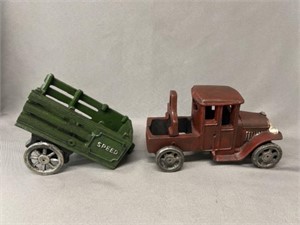 Contemporary Cast Metal Truck with Wagon