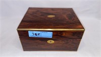 ANTIQUE ROSEWOOD DRESSER BOX W/ BRASS INLAY