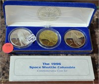 1996 SPACE SHUTTLE COLUMBIA COMM. COIN SET W/ CASE