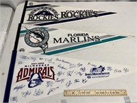 3 Baseball Pennants Rockies Marlins Admirals