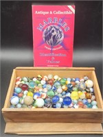 Box of Vintage and Collectible Marbles with Book
