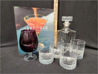 " The Art Of The Bar", Decanter w/ (4) Multi