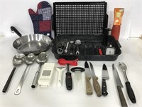Collection of bakeware and cooking items