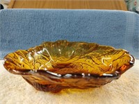 Vintage Indiana Glass Amber Candy Nut Bowl Raised