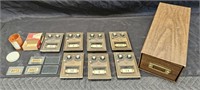 Group of vintage brass post office mailbox