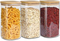 ComSaf Airtight Glass Storage Canister with Wood L