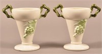 Pair of Vintage Hull Art Pottery White Vases with