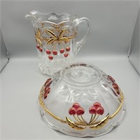MOSSER NORTHWOOD CHERRY & CABLE BOWL & PITCHER