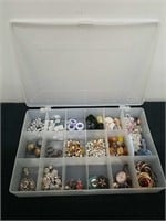 Plastic divided container with beads, jewelry