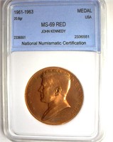 1961-1963 Medal NNC MS69 RD John Kennedy