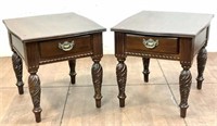 Pair Kincaid Cherry Wood End Tables