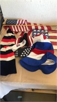 What an American flag with American flags hat USA