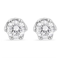 14k Gold Round .51ct Diamond Crown Earrings