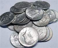 (20) Kennedy Half Dollars -1964-90% Silver