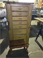 Oak Jewelry Cabinet 18in w x 14in d x 41in h