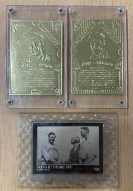 (2) LOU GEHRIG GOLD PROMOS & (1) BABE RUTH INSERT