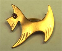 Very Mod 1960's Ruby Eye Scottie Dog 1" Brooch