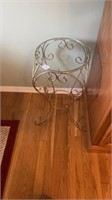 Plant stand glass top, 25 in tall