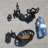 Vintage Cast Iron Wall Mount Oil Lamp Holders