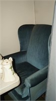 Blue Velvet Wing Back Chair