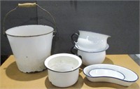 Vintage Enamel Bucket, Chamber Pots, Misc