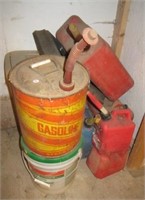 (7) Various Size Gas Cans, Trash Cans, Etc.