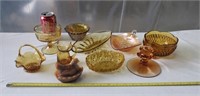 Indiana Glass Amber Diamond Point 3 Footed Candy
