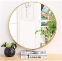 VASUHOME GOLD ROUND ALUMINUM FRAMED WALL MIRROR