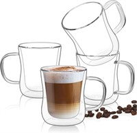 NEW $39 Glass Coffee Cups Set of 4