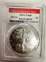 The San Francisco Mint PCGS MS70 Silver Eagle Coin