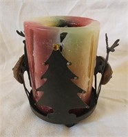 Metal Christmas candle holder with candle