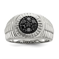 Sterling Silver  Black Diamond Men's Ring