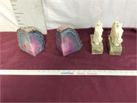 Geode Bookends, Alabaster Horse Bookends