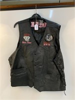 Leather Biker Vest with Patches