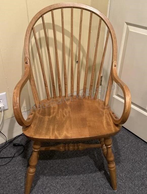 Windsor Back Bent Arm Chair  Saddle Seat Spindle