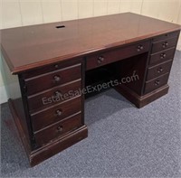 STANLEY COMPUTER DESK MAHOGANY STAIN WOOD DESK