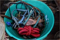 LARGE BUCKET FULL OF HORSE TACK MISC.
