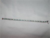10k White Gold & Aquamarine Tennis Bracelet 8.18g