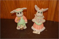 2 Ceramic Rabbit  Decor