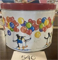 1984 Marjorie Sarnat Penguin + Balloons Tin