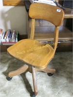 Antique Oak Rolling Secretary Chair