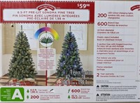 NEW Holiday Time Pre-Lit Sonoma Pine Tree 6.5'