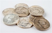 Coin 10 Franklin Key Date Half Dollars AU/ BU