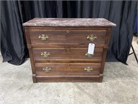 VICTORIAN MARBLE TOP CHEST - NO DRAWER PULLS