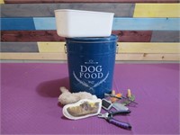 DOG FOOD CONTAINER & ASSTD. DOG GROOMING ITEMS
