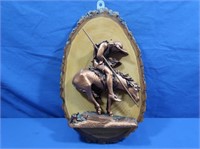 Coppercraft Indian on Horse on Tree Plaque Estes