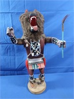 Vntg Kachina Doll Dancing Wood Indian w/Bear