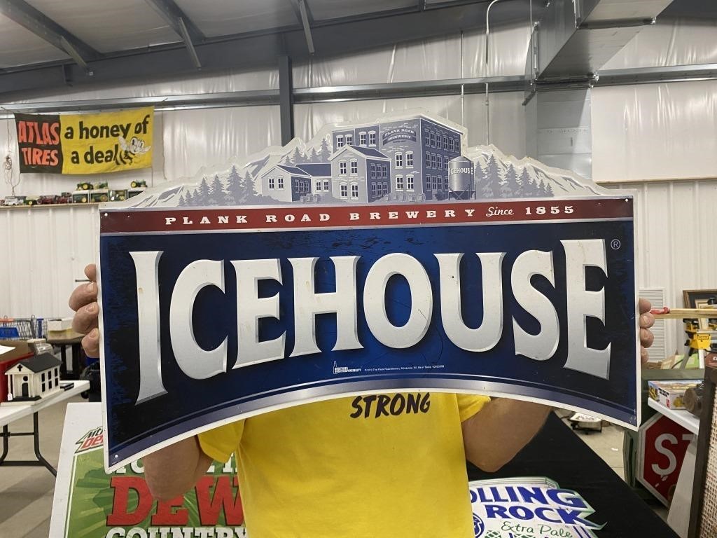 Vintage Icehouse Tin Beer Sign