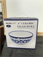 Servappetit 6" Ceramic Salad Bowl 4 Pc Set
